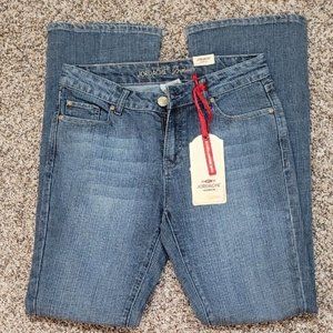 NWT JORDACHE Premium Sz 6 (32X32) Rhinestone Studded Back Pockets Boot Cut Jeans